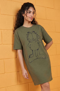 Zivame Knit Cotton Loungewear Dress - Grape Leaf — thumbnail 1